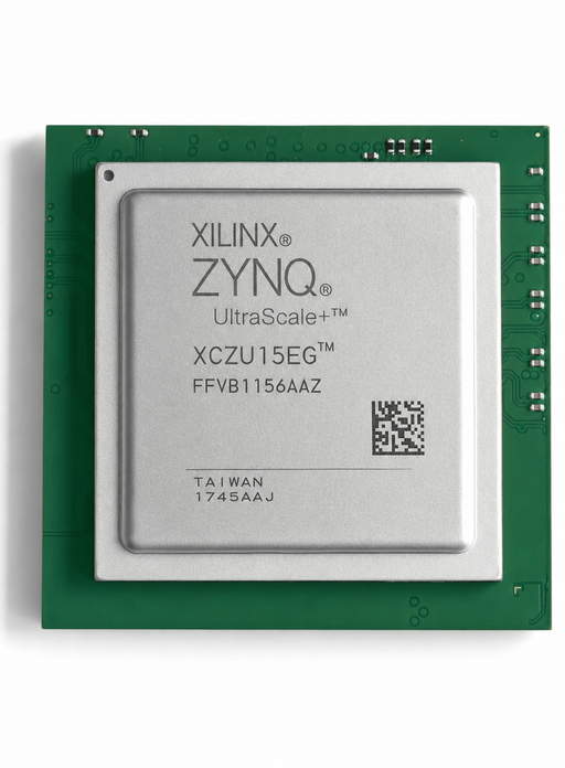 Xilinx Zynq UltraScale+ XCZU15EG FPGA on a green and white background