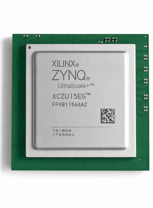 Xilinx Zynq UltraScale+ XCZU15EG FPGA on a green and white background